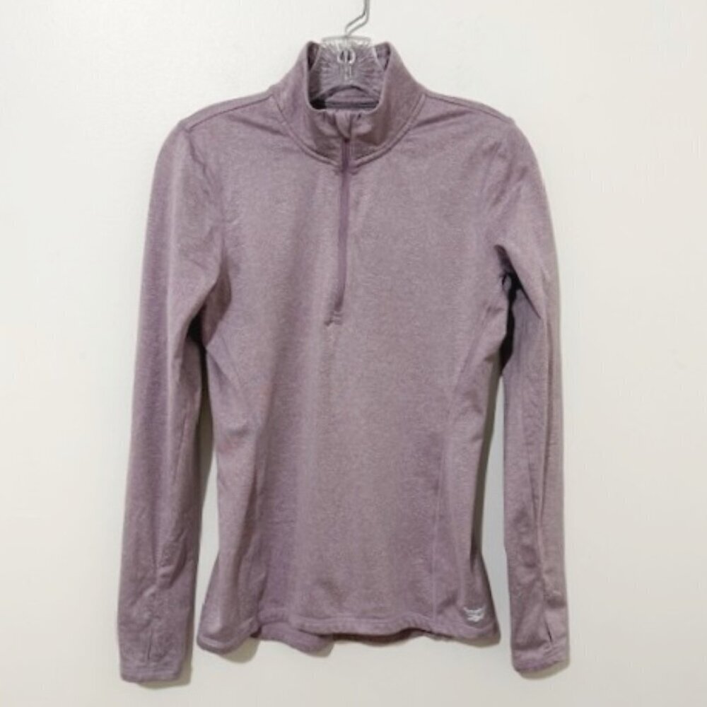 Reebok All Around Vector Half-Zip Pullover Long Sleeve Top Purple Heather XS